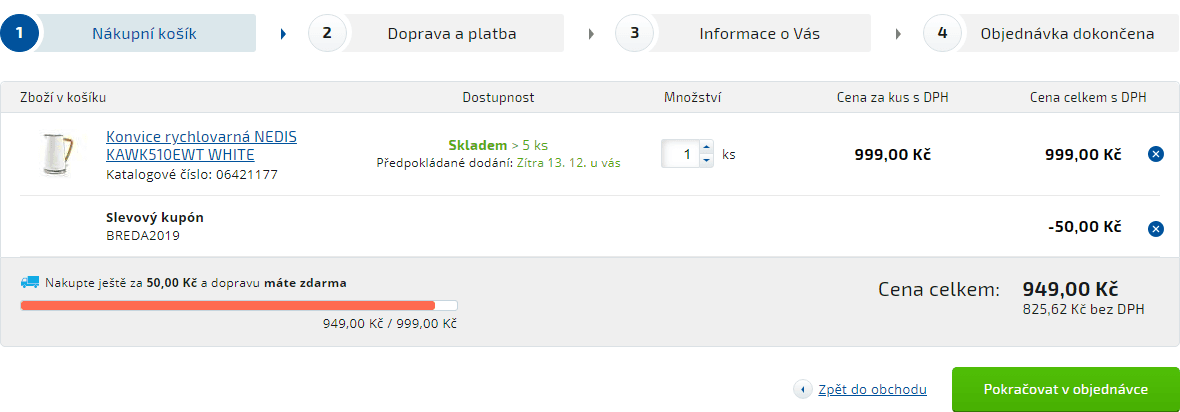 Rychlovarná konvice Nedis, 1,7 litru