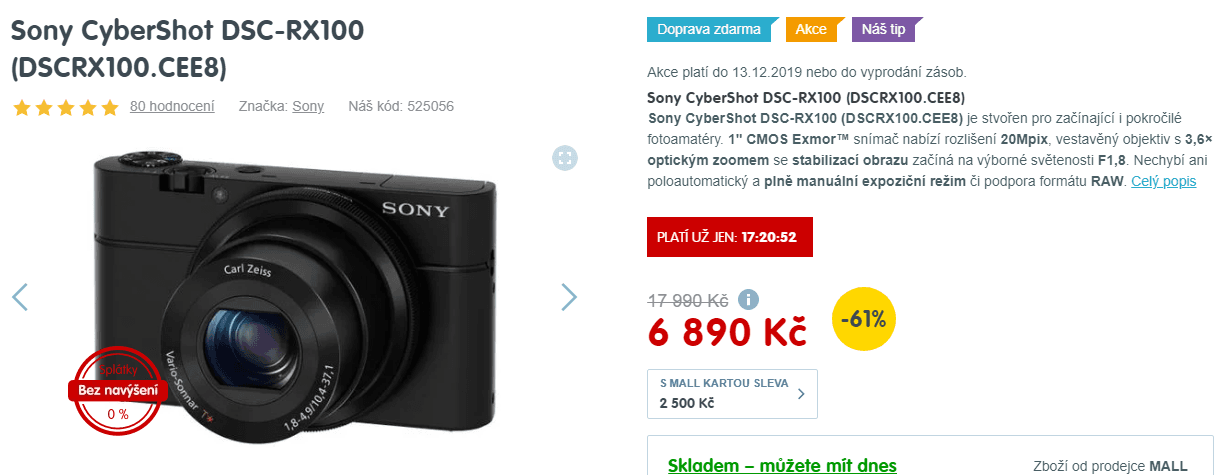 Sony Cyber-Shot DSC-RX100, 20,2 Mpx
