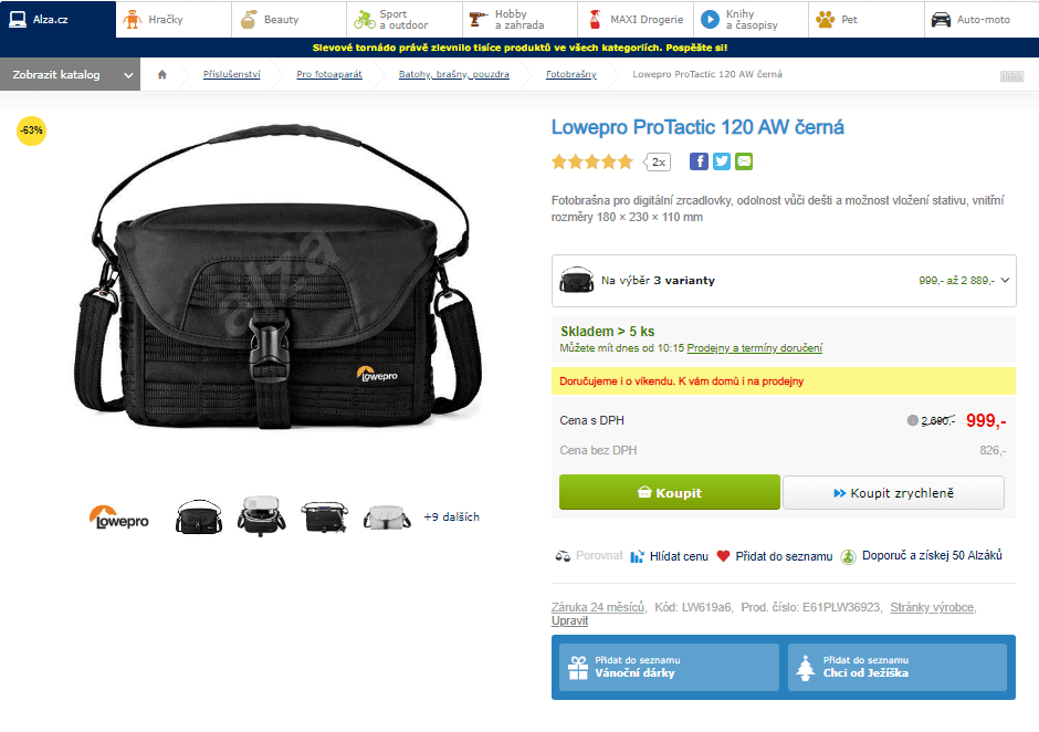 Fotobrašna Lowepro ProTactic AW