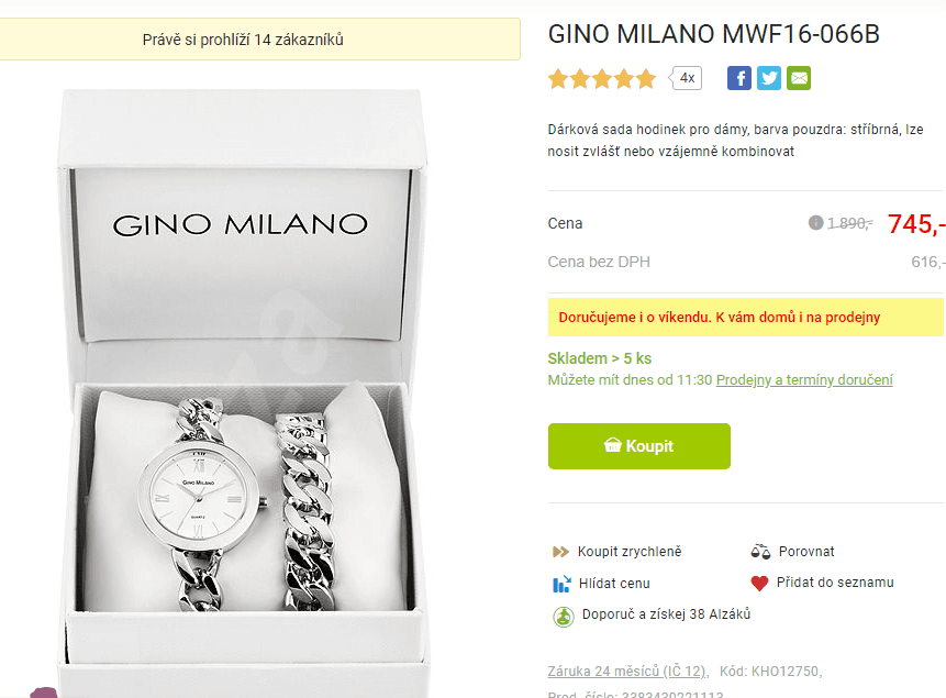 Dárková sada hodinek a náramku Gino Milano