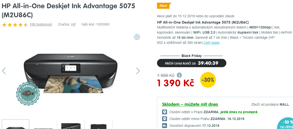 Barva, inkoust, multifunkce HP, WIFI