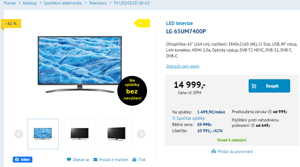 Ultra HD Smart TV, HDR, 164cm, LG