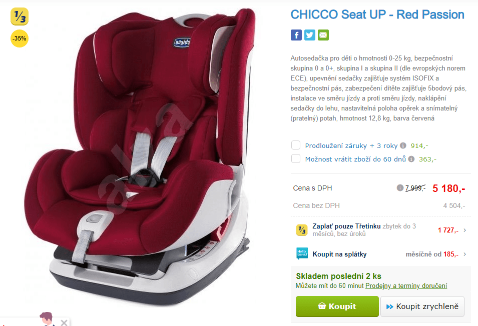 Autosedačka CHICCO Seat UP, 0-6 let