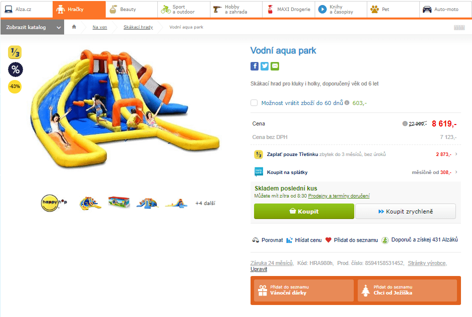 Vodní hrad aquapark Sharks, 7x6 metrů
