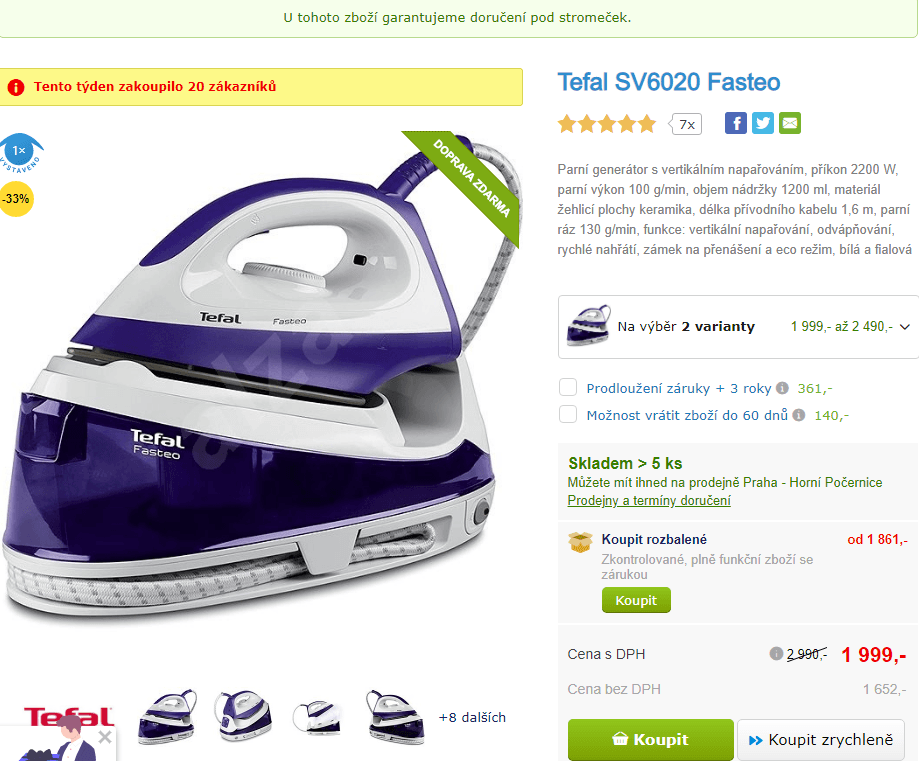 Parní generátor Tefal Fasteo