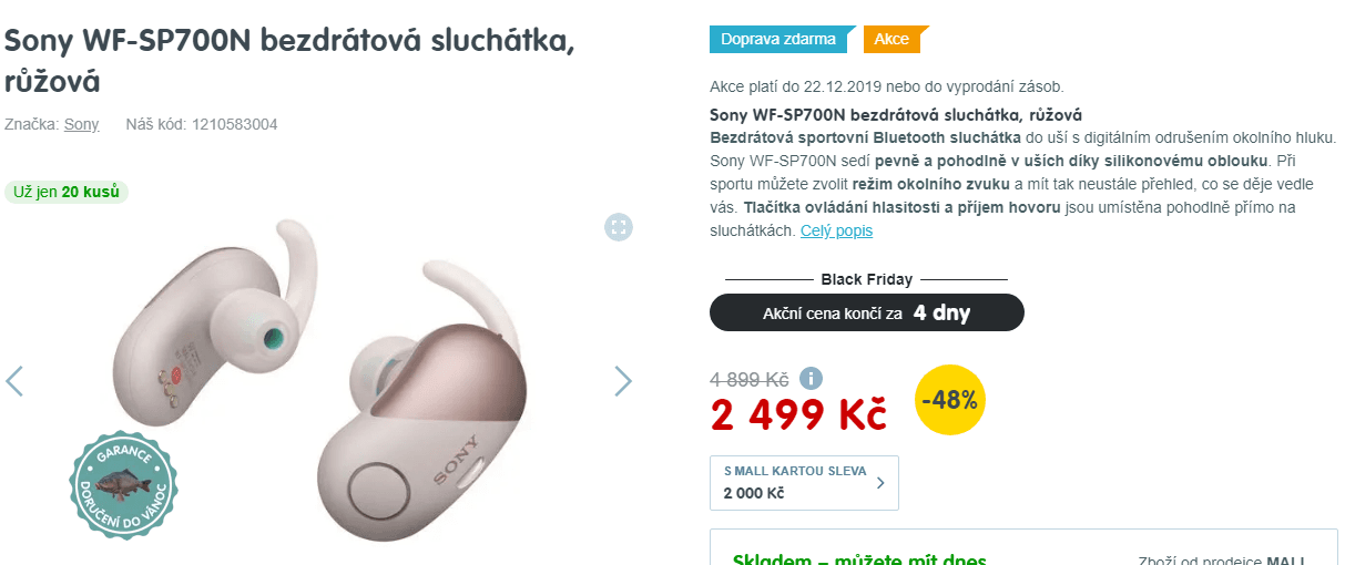 BT sluchátka SONY