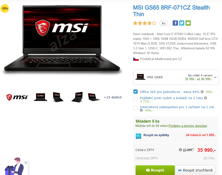 MSI, i7 4,1GHz, 16GBRAM, 8GB NVIDIA, 15,6"