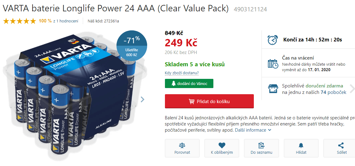 24 ks AAA baterii Varta Longlife Power 
