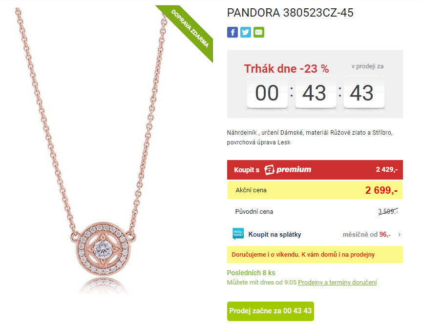 Luxusní bronzový náhrdelník Pandora  