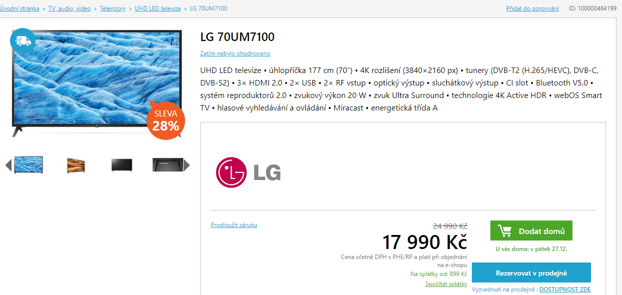 Ultra HD Smart TV, HDR, 177cm, LG