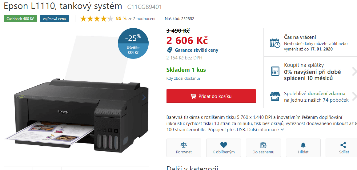 Epson, tank, inkoust, barva