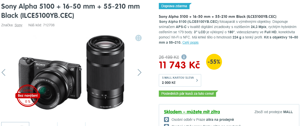 Sony Alpha 5100 + 2 objektivy