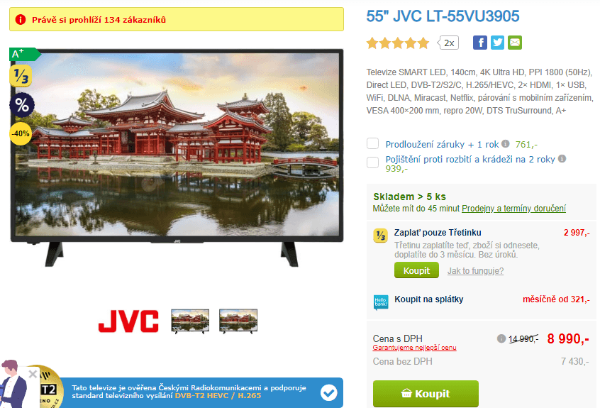 Ultra HD Smart TV, HDR, 139cm, JVC