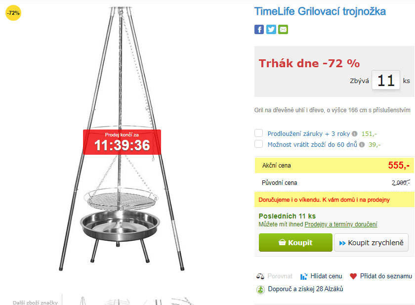 Gril TimeLife Grilovací trojnožka 