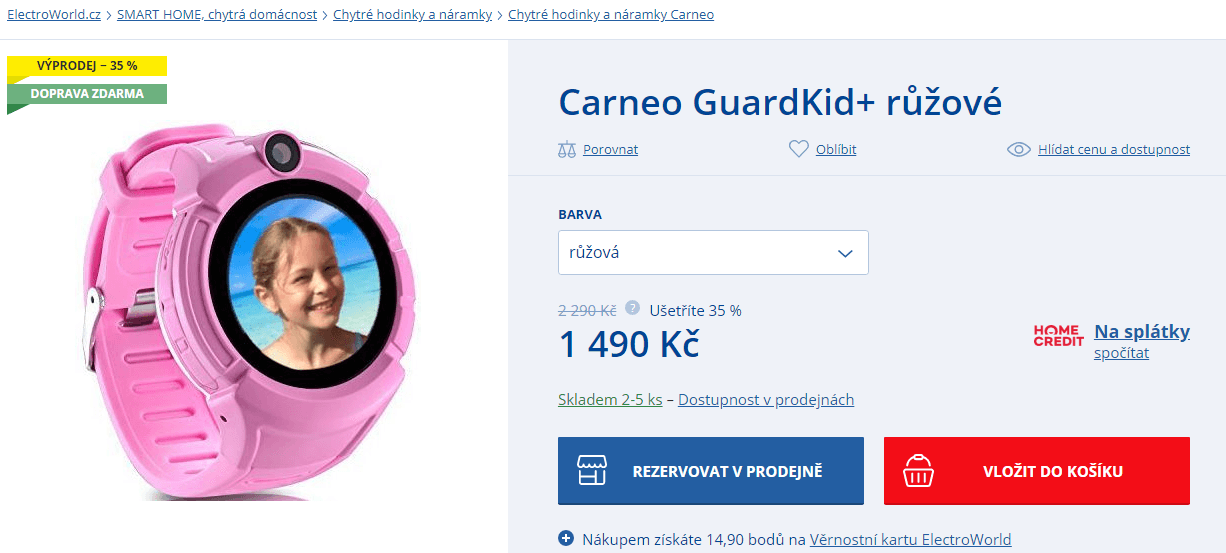 Bezpečí a ochrana dětí, hodinky Carneo Guard