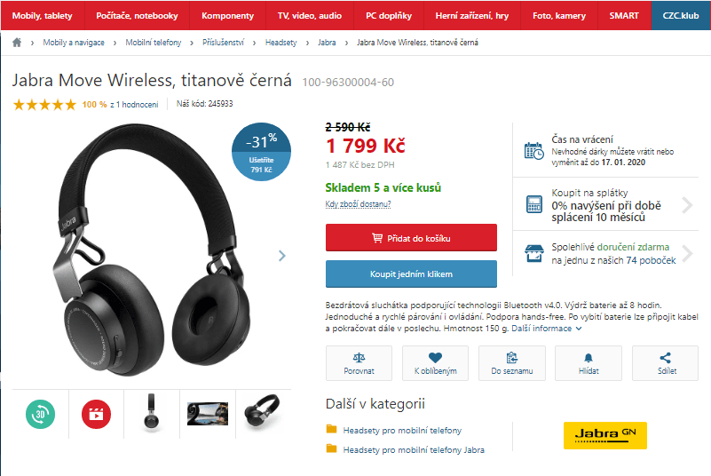BT sluchátka Jabra Move