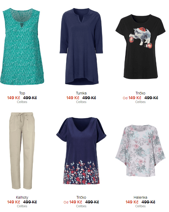 Cellbes trička, tuniky a kalhoty až -70%
