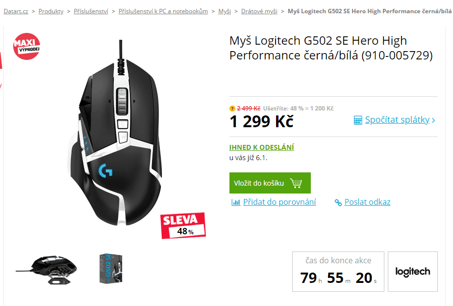 Herní myš Logitech G502 SE Hero