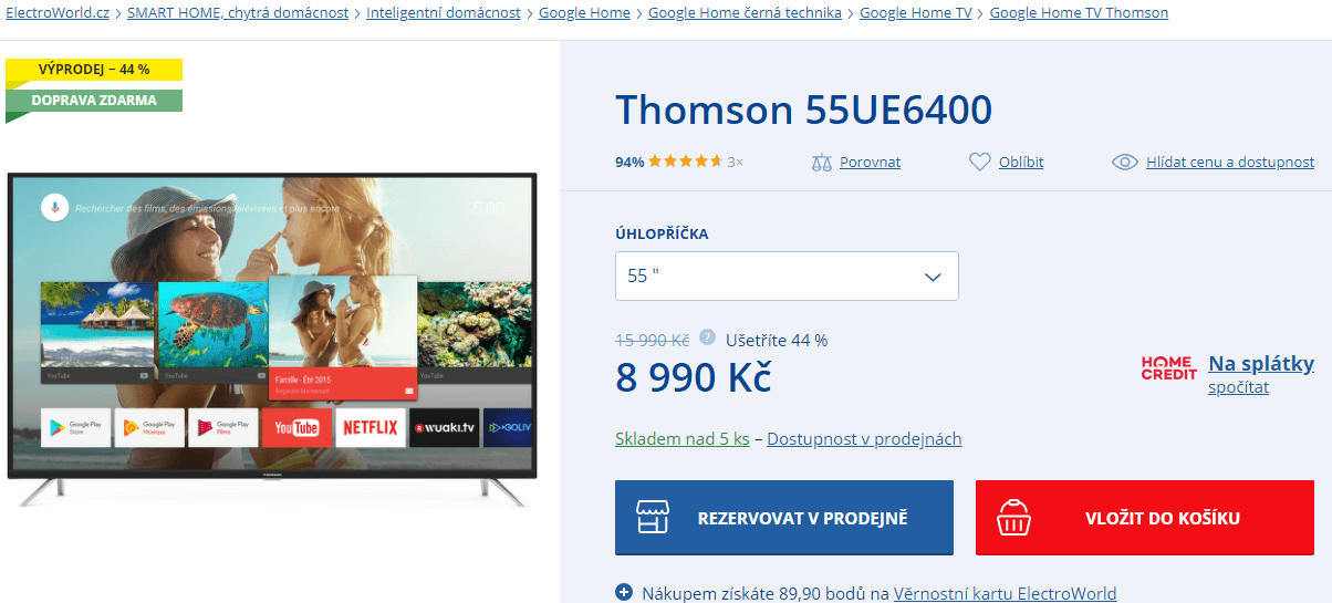 Ultra HD Smart TV, HDR, 140cm, Thomson