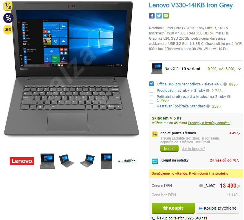 Lenovo, i3, 3,4GHz, 8GB RAM, 14", SSD