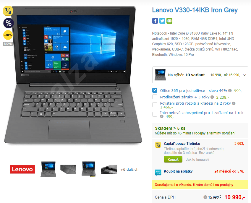 Lenovo, i3, 3,4GHz, 4GB RAM, 14", SSD