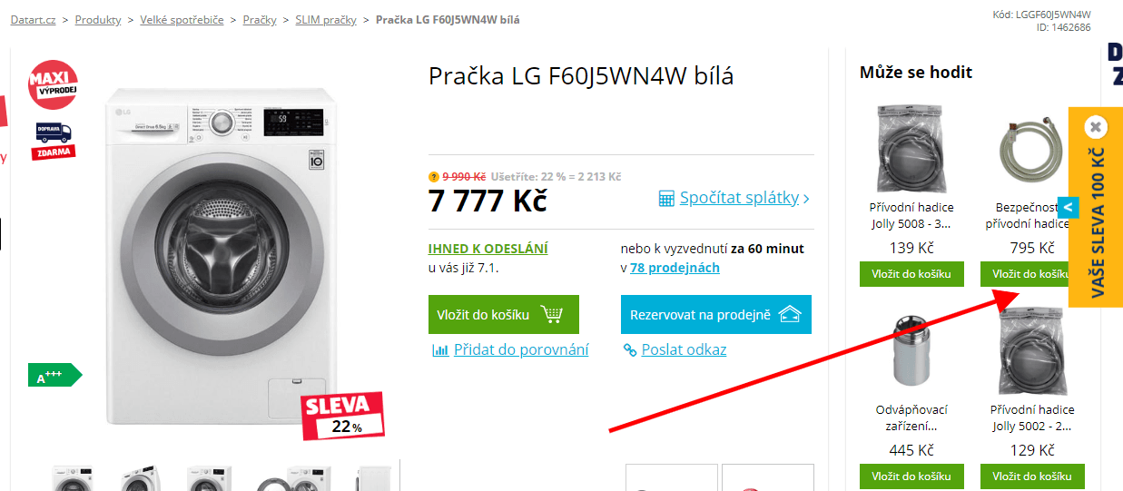 Pračka LG, 6,5kg, 1000 ot., A+++