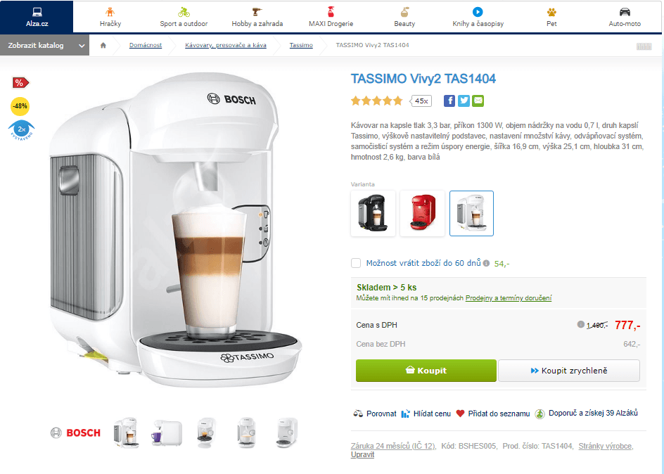 Kávovar na kapsle BOSCH TASSIMO Vivy2 