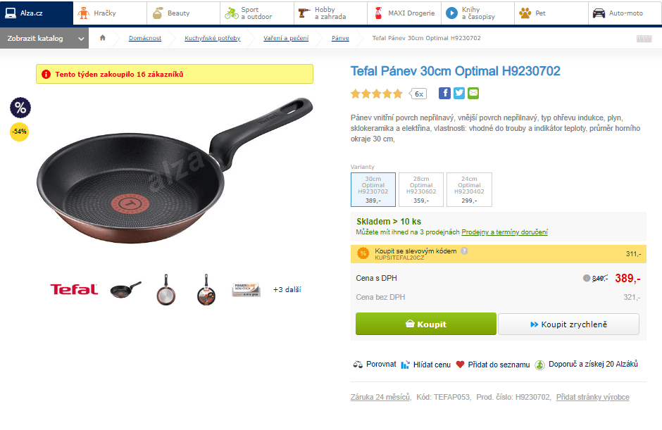 Pánev Tefal 30cm Optimal, indukce