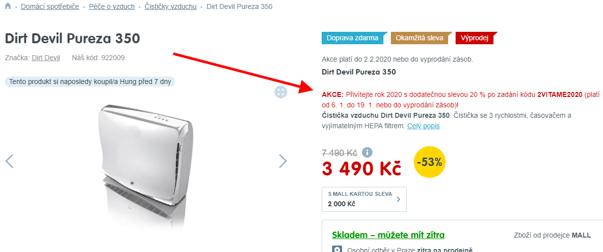 Domácí čistička vzduchu DirtDevil Pureza 350