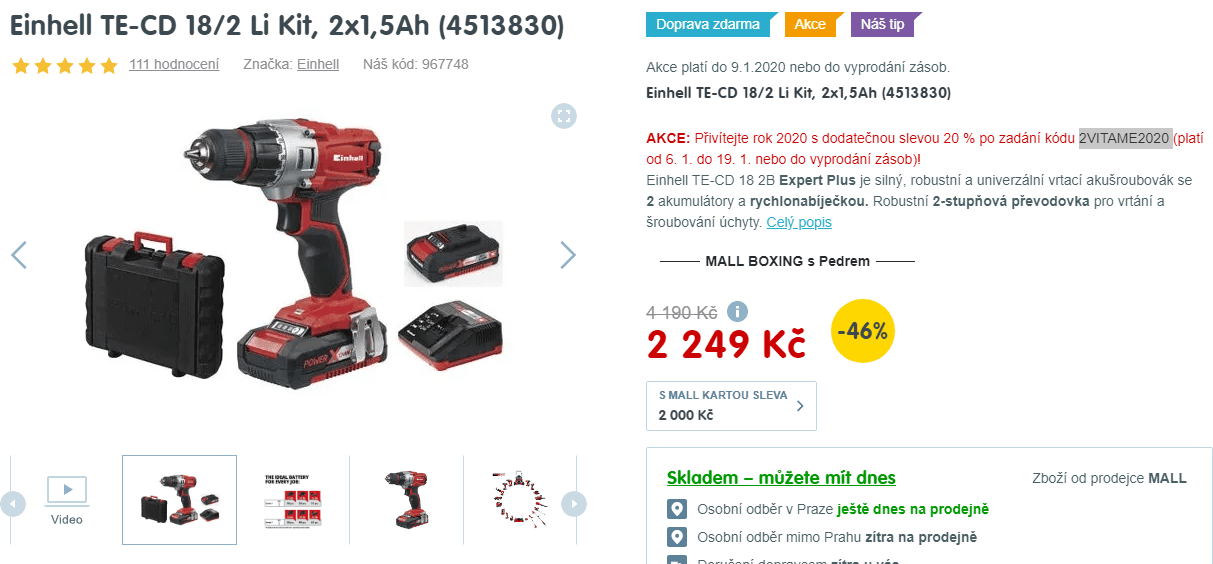 Aku Einhell, 2x aku,nabíječka, kufr