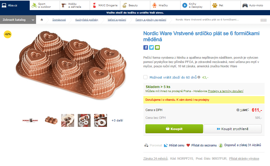 Forma vrstvené srdíčko Nordic Ware