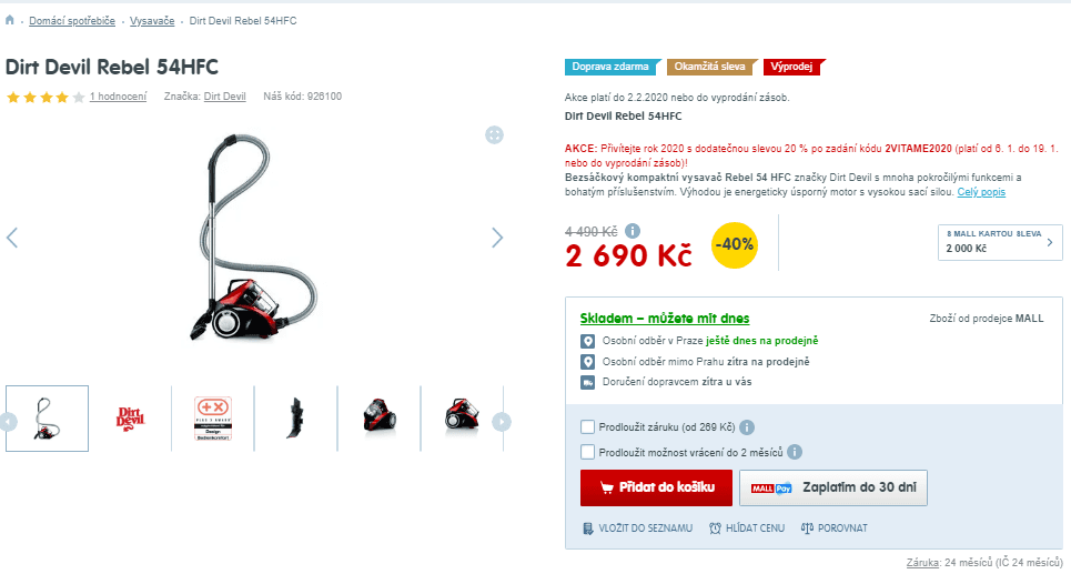 Bezsáčkový vysavač Dirt Devil Rebel