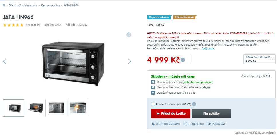 Pečící trouba Jata HN966