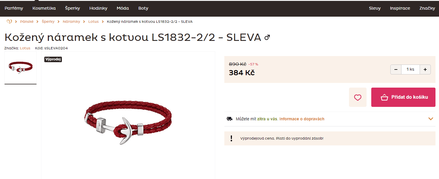 Kožený náramek s kotvou Lotus