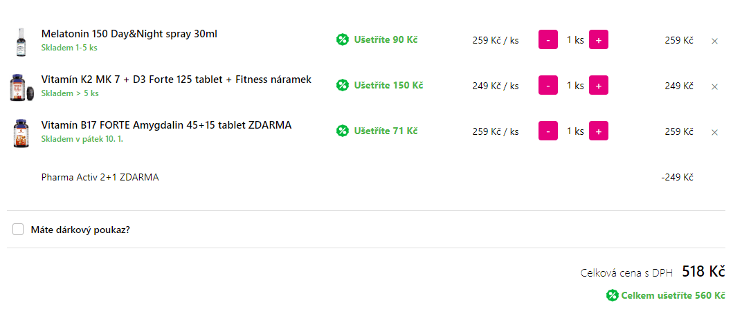 Akce 2+1 zdarma na Pharma Activ