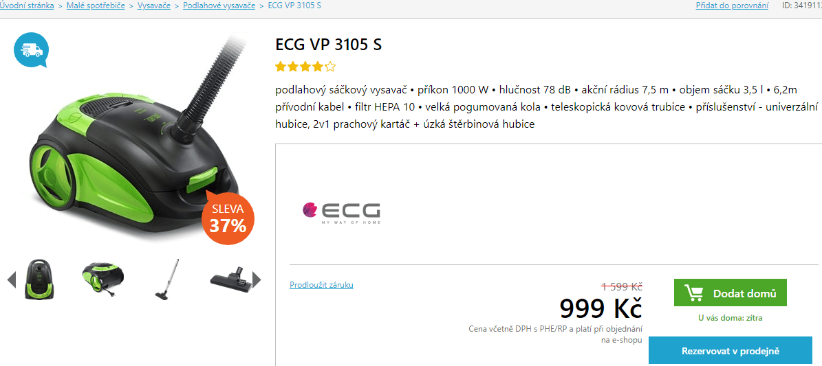 Sáčkový vysavač ECG