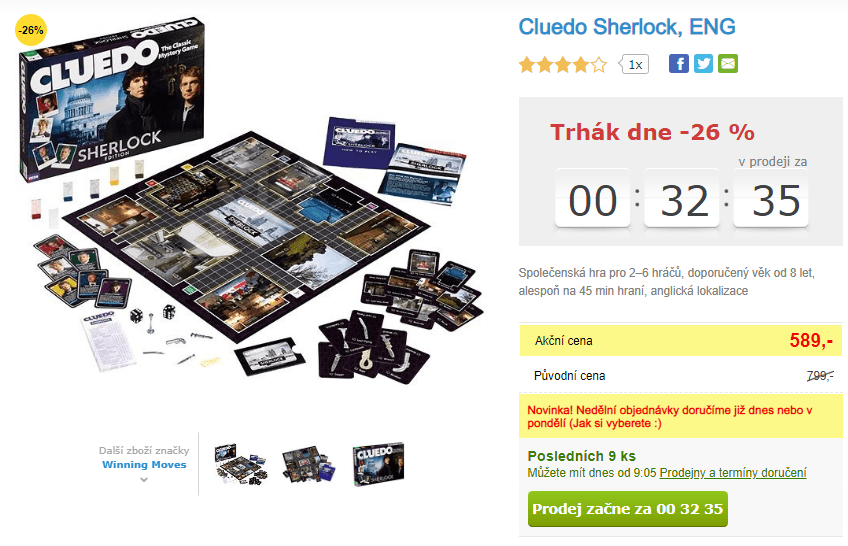 Společenská hra Cluedo Sherlock, ENG