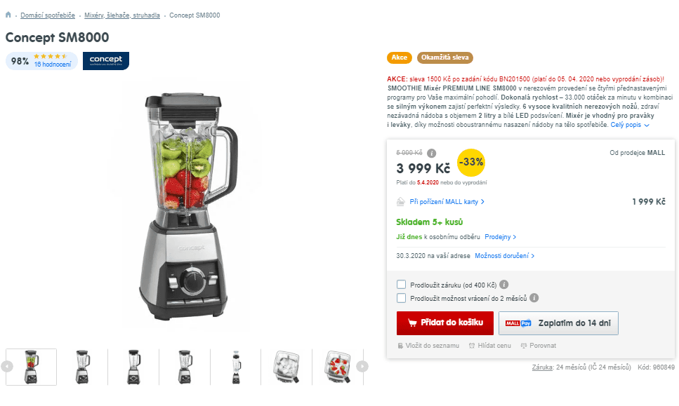 Stolní mixér Concept SM8000, 33000 ot./min