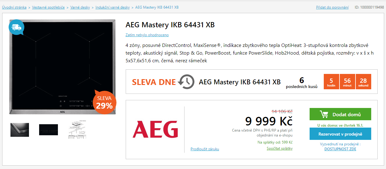 Indukční varná deska AEG, 4 zóny