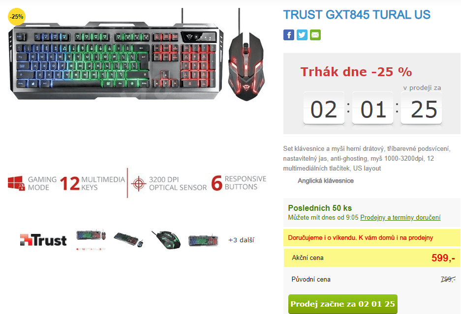 Herní set klávesnice a myši Trust GXT 845 