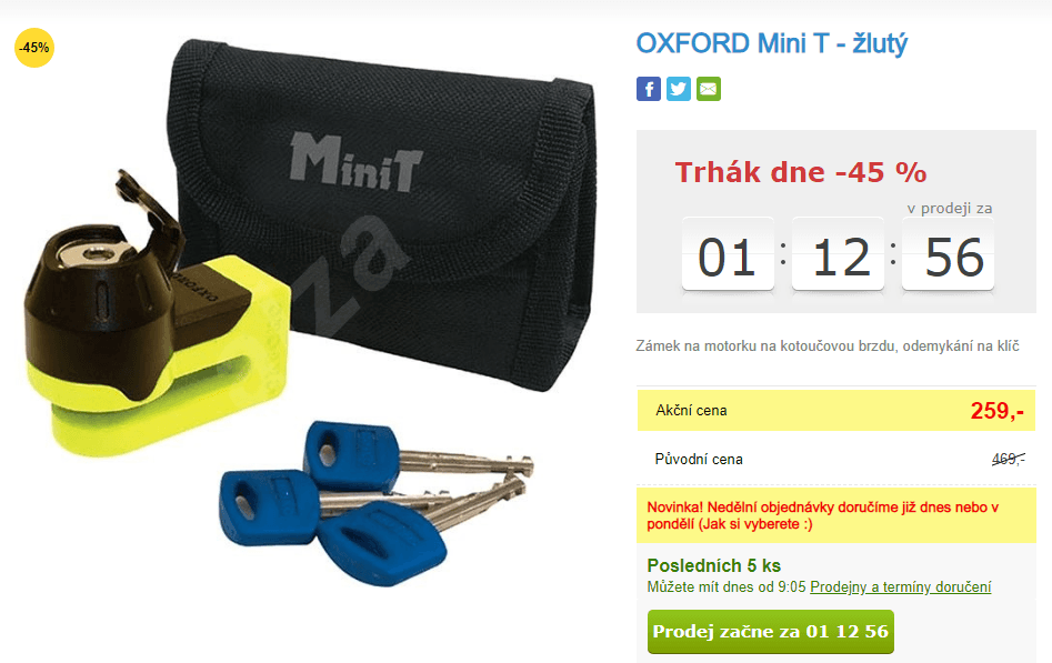 Moto zámek na brzdu Oxford Mini T