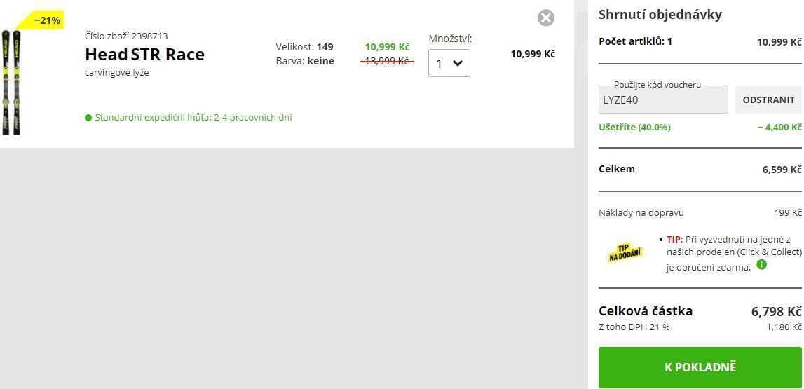 Sleva 40% na sjezdové lyže