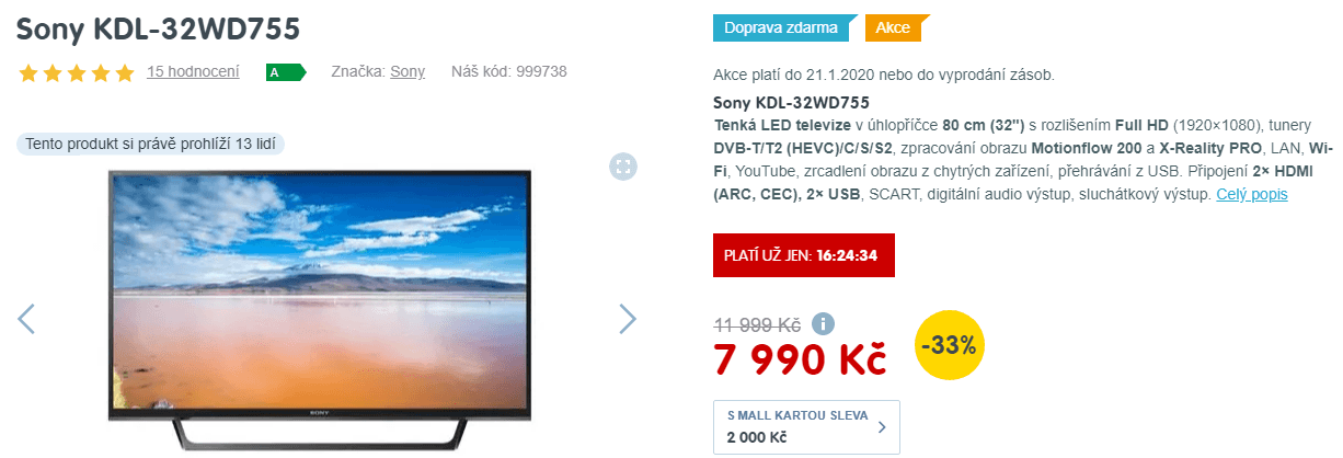 Full HD LED TV, Smart, T2, 82 cm, SONY