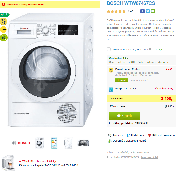 Sušička Bosch, 7kg, A+++, alergie
