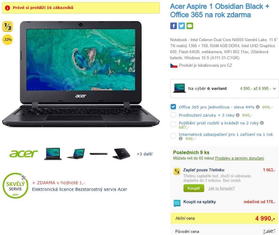 Acer, 2,6GHz, 4GB RAM, 15,6"