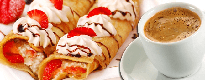Palačinka s marmeládou a šlehačkou + Espresso 