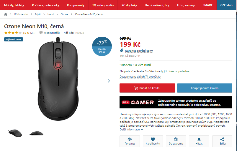 Herní myš Ozone NEON M10