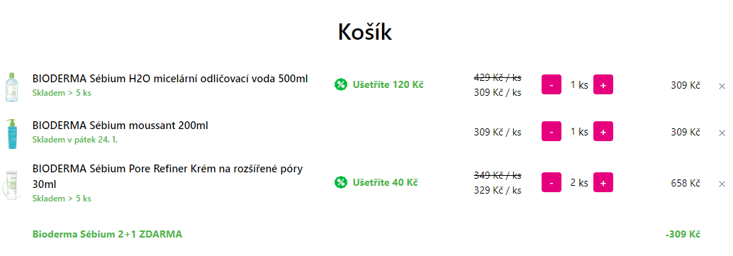 Akce 2+1 na Bioderma Sébium