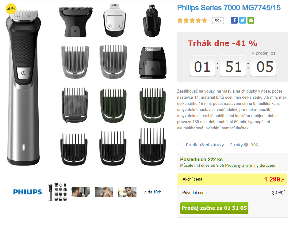 Zastřihovač vousů, vlasů Philips - 14 nástavců