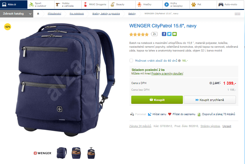 Batoh na kolečkách Wenger, 15,6"